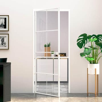 vidaXL Binnendeur 83x201,5 cm gehard glas en aluminium smal, Verzenden
