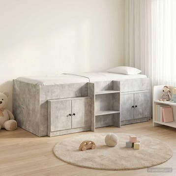 vidaXL Loft Bed Frame met Kast met opslag 3 st Betongrijs, Huis en Inrichting, Verzenden, Nieuw