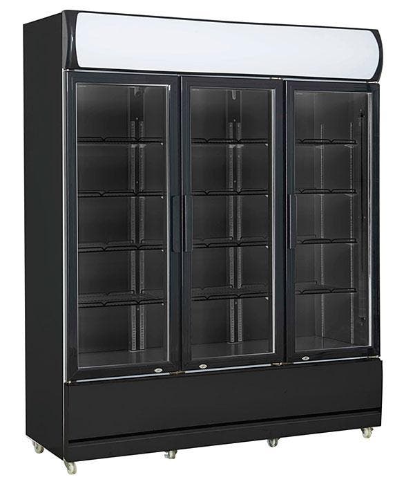 Koelkast 3 Glasdeuren Zwart Fcu-1200 Bl, Zakelijke goederen, Horeca | Keukenapparatuur, Koelen en Vriezen, Verzenden