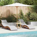 vidaXL Ligbed met kussen 2 pcs Lichtgrijs Massief Acacia, Tuin en Terras, Verzenden, Nieuw