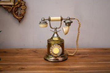 Analoge telefoon - cilindrische roterende schijf - Messing,