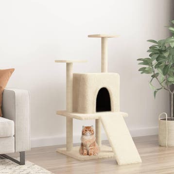 vidaXL Kattenmeubel met sisal krabpalen 110 cm crèmekleurig, Verzenden