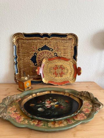 Plateau de service (5) - Bois - Art florentin italien