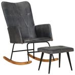 Schommelstoel Leer Grijs | Retour Deal | -41% Korting NU!, Eenpersoons, Verzenden, Minder dan 75 cm, Nieuw