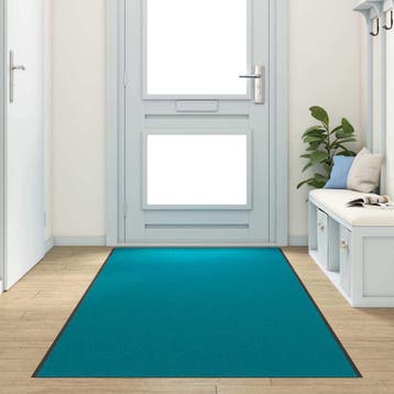 vidaXL Deurmat Cyaan en Zwart 120 x 350 cm 100% Polyamide, Verzenden, Nieuw