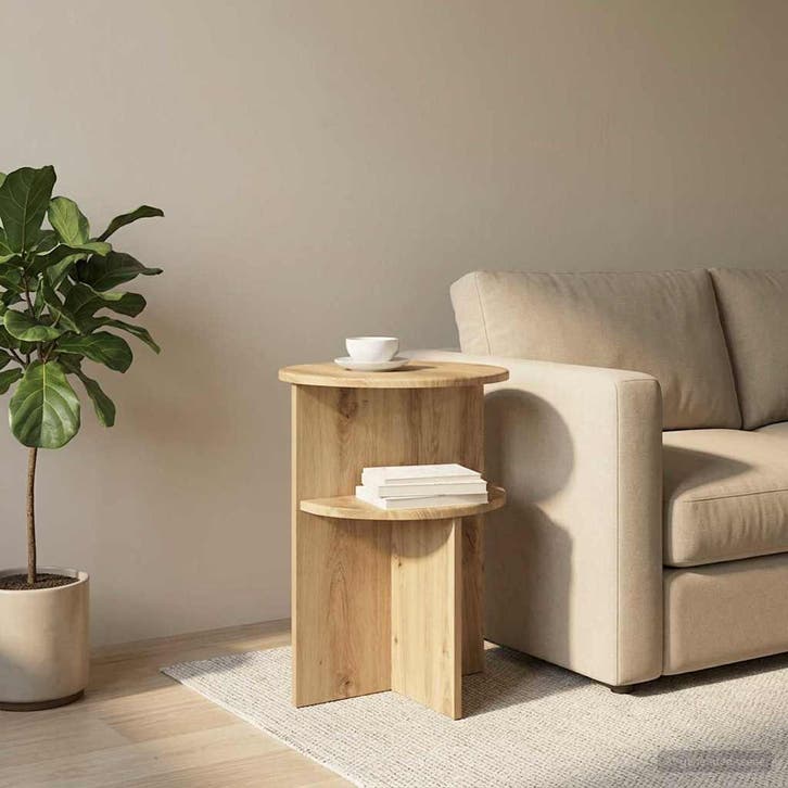 vidaXL Bijzettafel Artisanaal eiken Ø 39,5 x 55 cm Bewerkt, Huis en Inrichting, Tafels | Bijzettafels, Nieuw, Verzenden