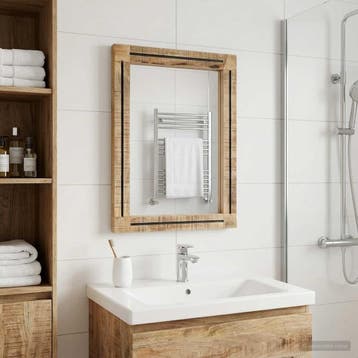 vidaXL Spiegel Wandgemonteerd Bruin en Zwart 70 x 50 x 3 cm, Verzenden, Nieuw