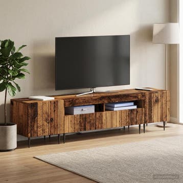vidaXL 5-delige LED TV-kast Oud hout Bewerkt hout, Verzenden, Nieuw