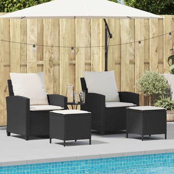 vidaXL 4-delige tuinbankset met kussens, zwart polyrotan, Verzenden, Nieuw