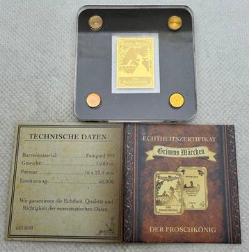 Tsjaad. 3000 Francs ND Der Froschkonig , oro 1/500 Oz