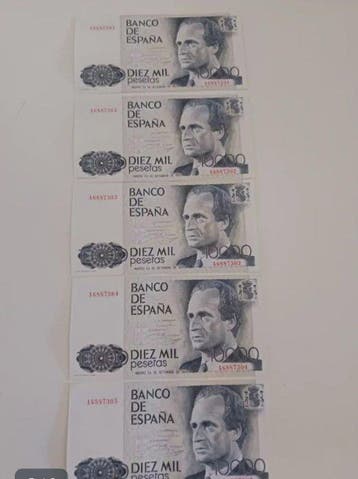 Spanje. - 5 x 10 000 Pesetas - 1985 - Consecutive - Pick 161