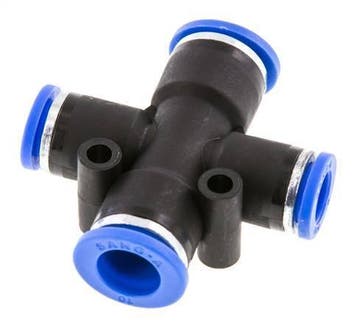 8mm x 10mm Cross PA 66 Insteekfitting 2 Aansluitingen NBR, Verzenden