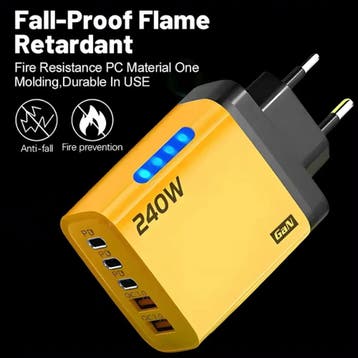 5-Poort GaN Stekkerlader 240W - PD / USB Oplader Lader, Verzenden