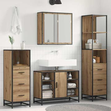 vidaXL Badkamermeubel Set 4 st Artisan Eiken 80 x 33 x 60 cm, Verzenden, Nieuw