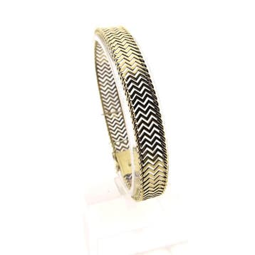 Bicolor gouden zigzag schakel armband (Schakelarmband), Ophalen of Verzenden