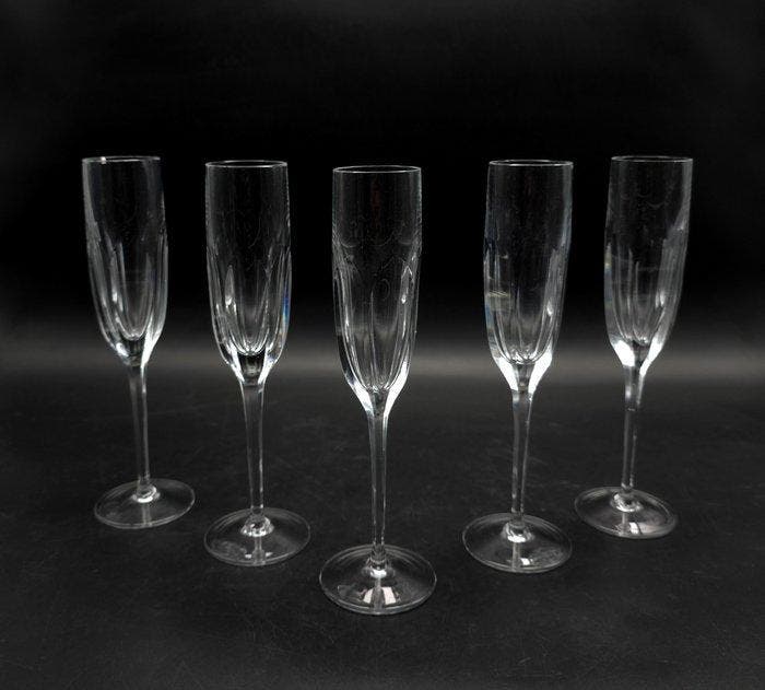 Val Saint Lambert - Champagne fluitje (5) - VAS25 - Kristal, Antiquités & Art, Antiquités | Meubles | Tables