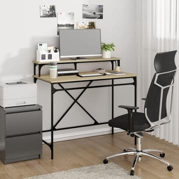 vidaXL Bureau 100x50x90 cm bewerkt hout en ijzer sonoma, Verzenden