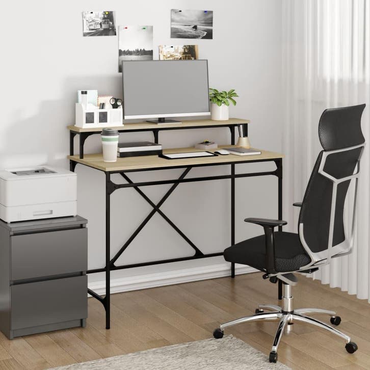 vidaXL Bureau 100x50x90 cm bewerkt hout en ijzer sonoma, Maison & Meubles, Bureaux, Envoi
