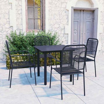 vidaXL 5-delige Tuinset glas en staal zwart, Tuin en Terras, Verzenden, Nieuw, Tuinset