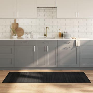 vidaXL Vloerkleed rechthoekig 70x200 cm bamboe zwart, Verzenden, Nieuw
