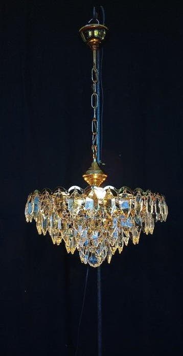 Lustre - Laiton, Cristal - Glamour / Hollywood Regency