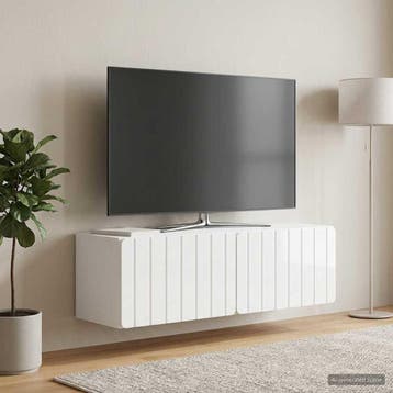 vidaXL Wandmontage TV-kast Hoogglans Wit 98 x 31 x 30 cm, Huis en Inrichting, Verzenden, Nieuw