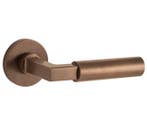 Deurklink op geveerd rozet Bauhaus/Vivo messing antiek brons, Nieuw