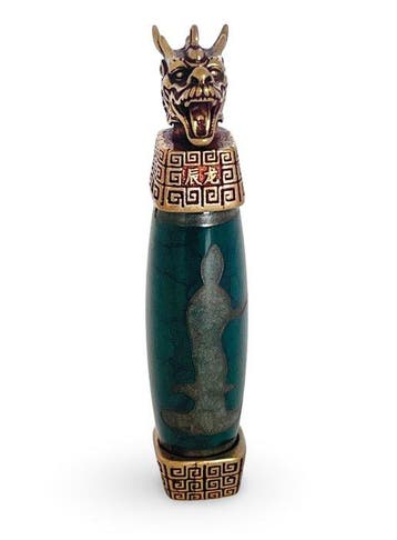 Tibetisch amulet met prachtige DZI-parel KwanYin, Chinees