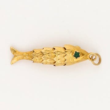 Hanger - 14 karaat Geel goud Jade - Vis