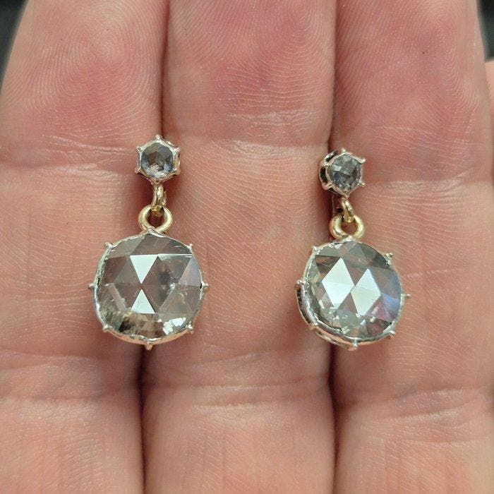 Zonder minimumprijs - Oorbellen - 18 karaat Zilver, Roségoud, Handtassen en Accessoires, Oorbellen
