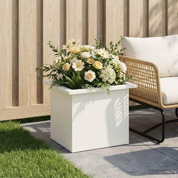 vidaXL Tuinplantenbak met led Wit 30 x 40 x 30 cm Staal, Verzenden, Nieuw