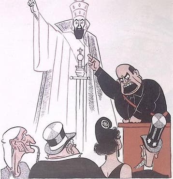 Mussolini spreekt Volkenbond toe over Abyssinië op spotpren, Verzenden