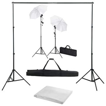 vidaXL Fotostudioset met achtergrond, lampen en paraplus, Verzenden