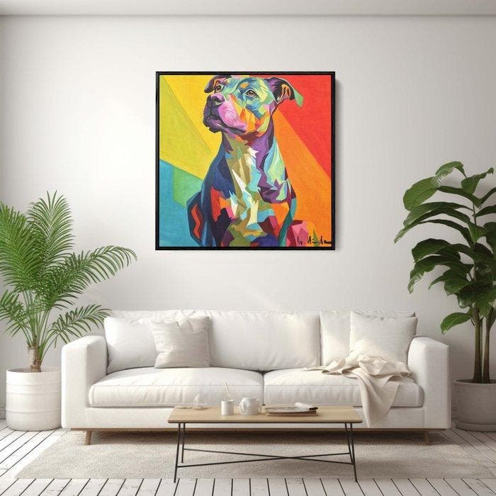 DR HIDE - (100% handpainted !) Staffy Love, Antiquités & Art, Art | Peinture | Moderne