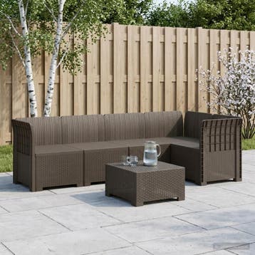 vidaXL 5-Zits Tuinbank Rattanlook PP Lichtgrijs, Verzenden, Nieuw