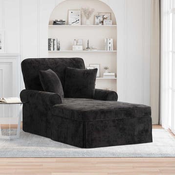 vidaXL Chaise Lounge met Rok met kussen Zwart 157 x 91 x 91, Verzenden