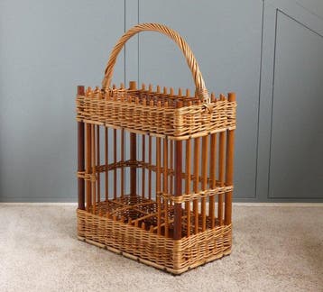 Rek - Flessenrek met Minibar - Hout, Rotan, Wilgentenen -