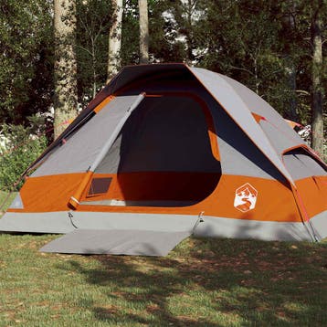 vidaXL Koepeltent 4-persoons waterdicht grijs en oranje, Verzenden