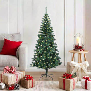 vidaXL Kunststof Voorverlichte Kerstboom Groen 120 cm PVC en, Verzenden