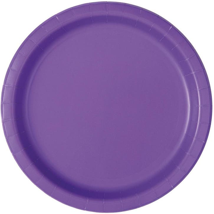 Paarse Borden Rond Neon 18cm 20st, Hobby en Vrije tijd, Feestartikelen, Nieuw, Verzenden