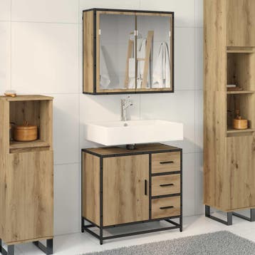 vidaXL Badkamermeubel Set 2 st Artisan Eiken 65 x 33 x 60 cm, Verzenden, Nieuw
