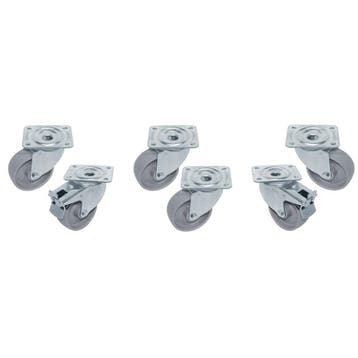 Kit van 6 "verzinkte" zwenkwielen voor tafels, 2 met rem, Verzenden, Nieuw in verpakking, Koelen en Vriezen