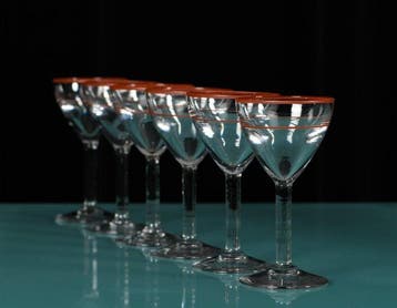 Prachtige set van 6 Art Deco likeur- of aperitiefglazen met, Antiquités & Art