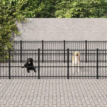 vidaXL Hondenkennel voor buiten 16,94 m² staal, Dieren en Toebehoren, Verzenden, Nieuw
