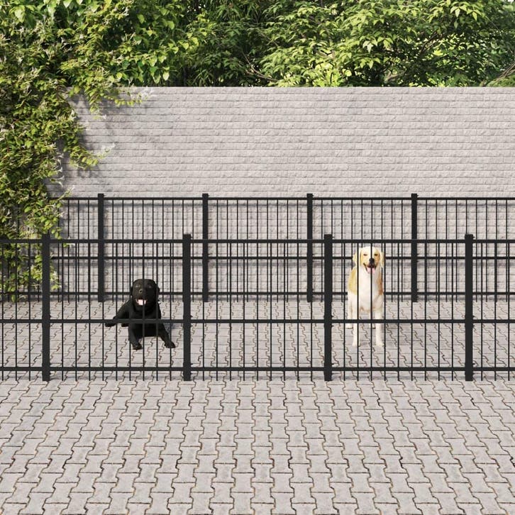 vidaXL Hondenkennel voor buiten 16,94 m² staal, Dieren en Toebehoren, Hondenbenches, Nieuw, Verzenden
