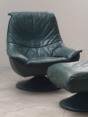 Fauteuil - „Tulp“ - Leder - draaistoel