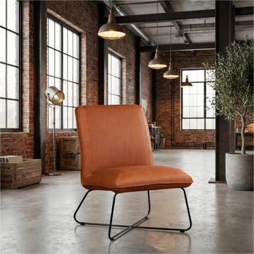 Leren fauteuil Less - Rancho Cognac (cognac), Ophalen of Verzenden