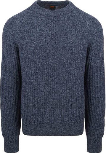 BOSS Klacier Trui Wool Blend Navy maat Maat 52/54 (L) Heren, Maat 52/54 (L), BOSS, Nieuw, Verzenden