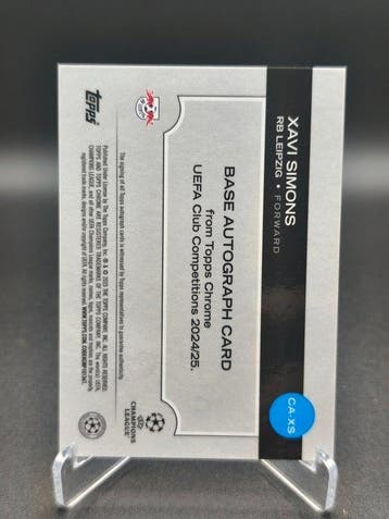 2024/25 Topps Chrome UEFA Xavi Simons /25 Gesigneerde kaart,, Nieuw