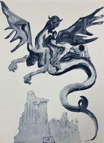 Salvador Dali (1904-1989) - On Geryon’s Back - La Divine, Antiquités & Art